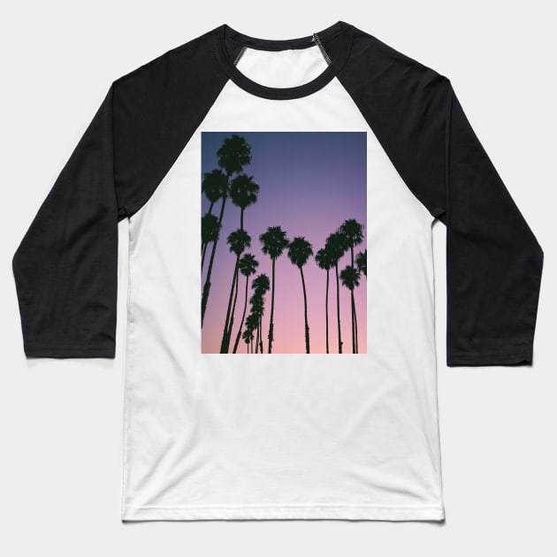 Purple Sunset Palm Trees Baseball T-Shirt by NewburyBoutique